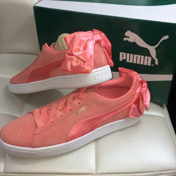 puma suede bow shell pink